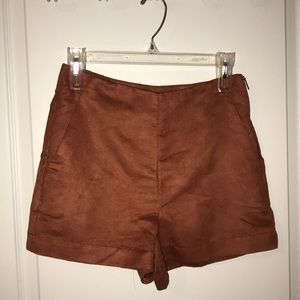 High wasted burnt orange shorts